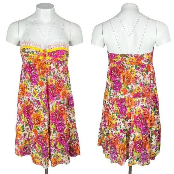 BETSEY JOHNSON Vintage Floral Swim Dress Sz Small - Picture 1 of 7